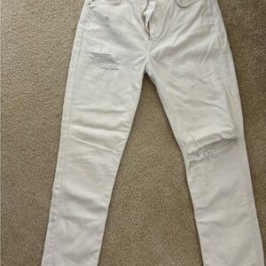 Reformation Distressed Beige Jeans